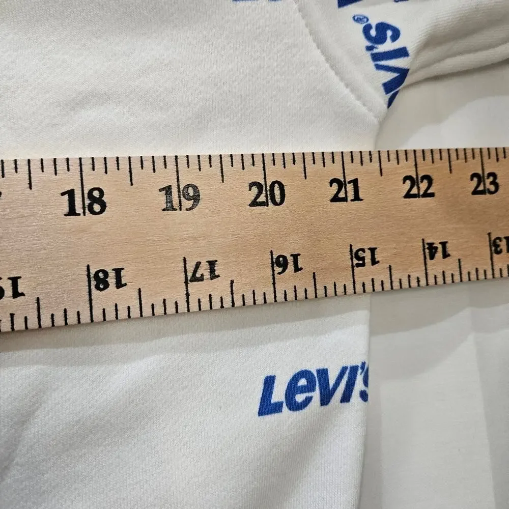 Levi's Men's Relaxed AOP White and Blue Logo Hoodie Full Zip Small